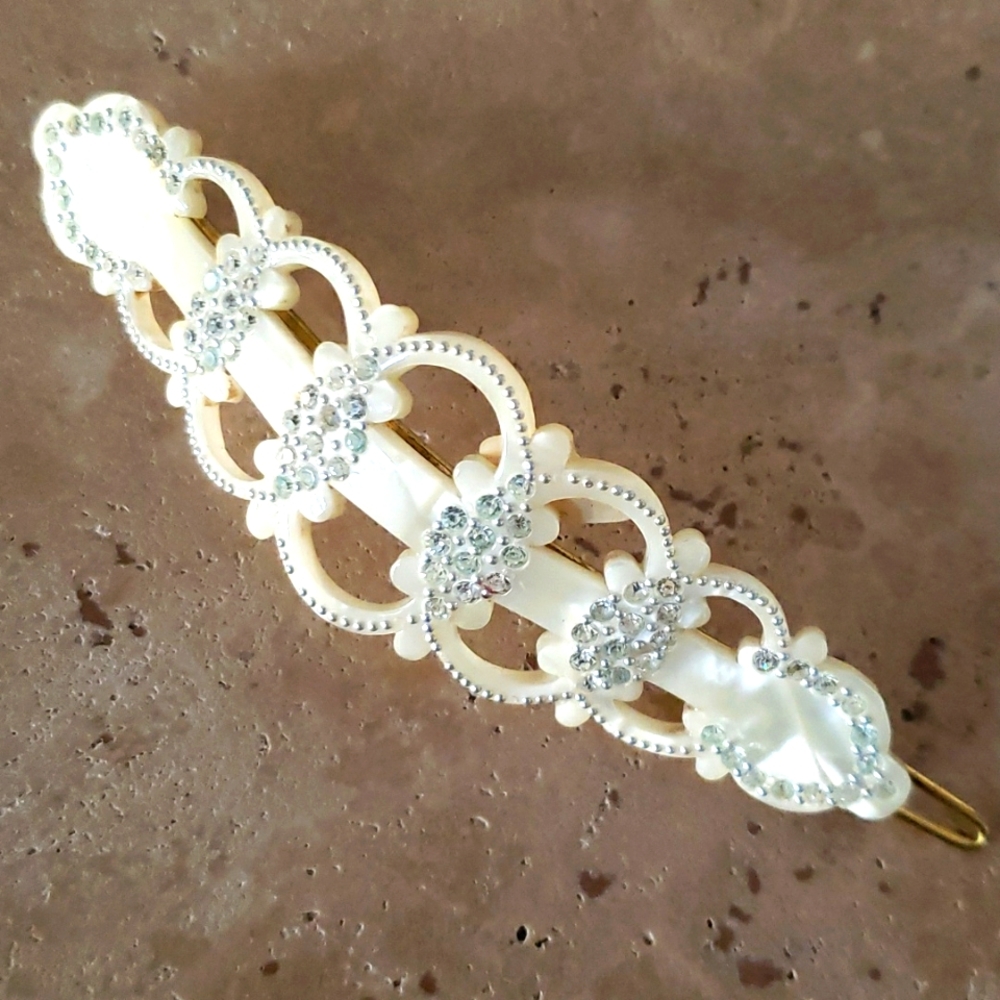 VTG 'by Charles' Mother of Pearl, and crystals hair clip, Belgium - Picture 2 of 12